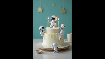 Cute robots making cake for birthday #ai #viral #shorts #robot #video #cake #birthday #love #wish