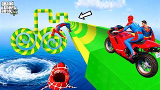 SPIDER-MAN Teaming Up Superheroes Go Head to Head on WILDEST Vortex Slide🎢🎡 GTA 5 Funny Game screenshot 1