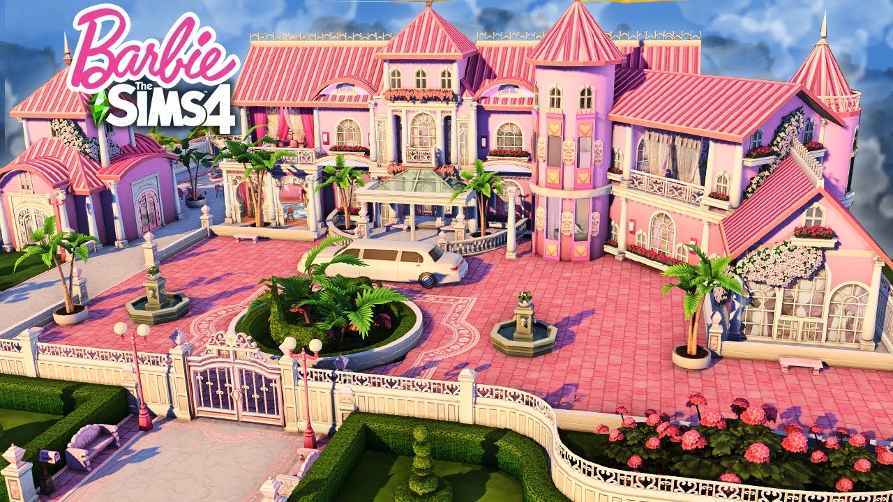 Sims 4 Barbie Dreamhouse No Cc Speed Build Kate Emerald Youtube