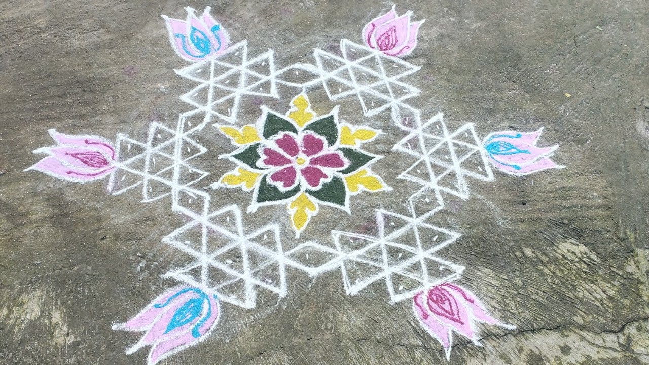 Creative rangoli special designs 7X1 dots | idduku pulli kolam | Easy ...