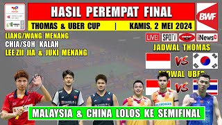 Hasil 8 Besar Thomas Uber Cup 2024 Hari Ini ~ LEE Z JIA & JUKI Menang ~ MALAYSIA CHINA Ke Semifinal