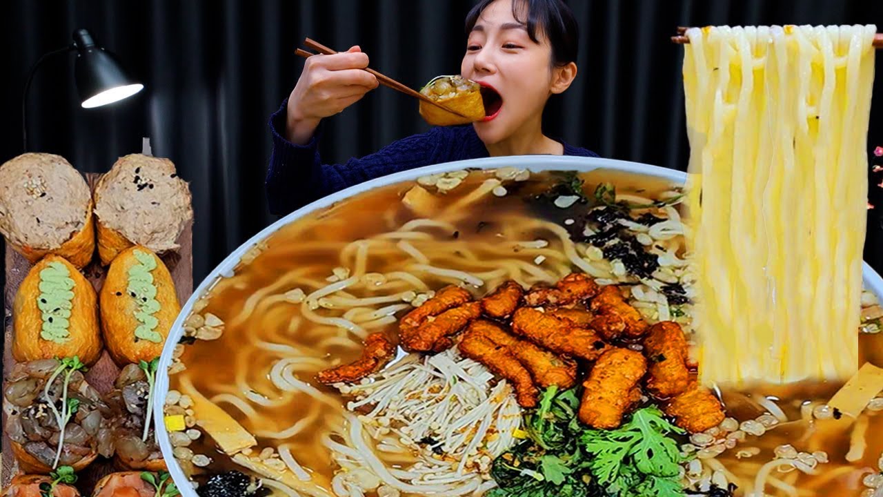 쌀쌀해지니 뜨끈한 우동 한그릇🍜 대왕유부초밥까지 리얼사운드 | UDON | BIG FRIED TOFU RICE BALLS | MUKBANG | EATING SHOW | ASMR