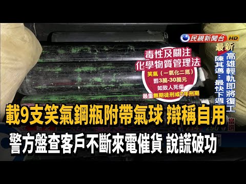 男載9支25公升笑氣鋼瓶附帶氣球 辯稱自用－民視台語新聞