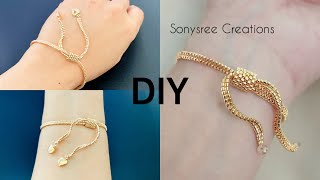 Adjustable Beaded Bracelet || Gold Herringbone Rope Bracelet