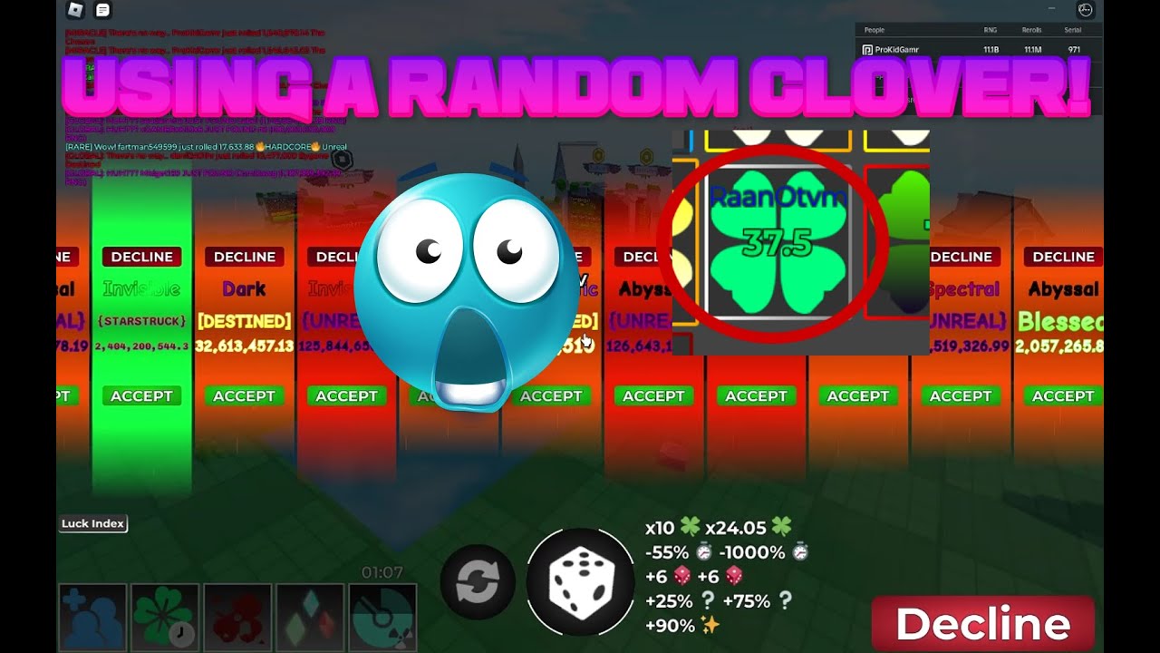 Using my first ever Random Clover in Flex Your Luck! | Roblox Fortune's ...