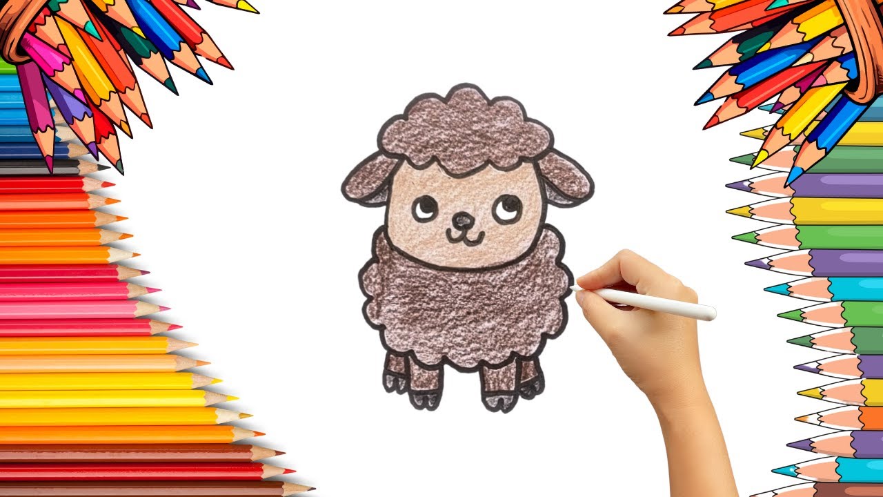 How To Draw cute Lamb Drawing, Painting & Coloring For Kids and Toddlers_ Child Art 🐋🌈🎨