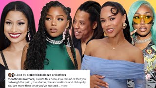 Nicki Minaj s mother Carol DROPS something while R C nation gets entangled Serayah and Joey Bada