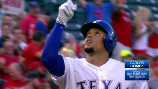 Gomez crushes homer in first Rangers at-bat