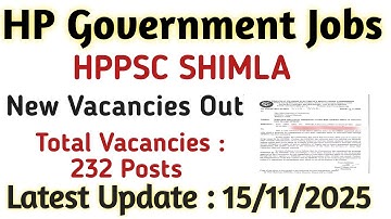 HP Government Jobs 2025 || HPPSC SHIMLA Latest Advertisement Out || Total Vacancies 232 Posts