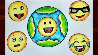 Full World Emoji Day Drawing Easy / International Emoji Day Poster / How to draw Smileys Update