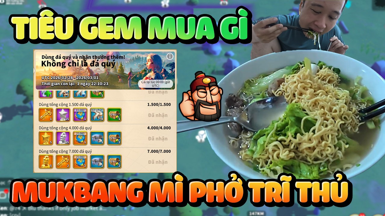 Mukbang Tô Mì Phở Hồi Lực KvK - Tiêu Gem Mua Những Gì Rồi Anh Em - Rise of Kingdoms