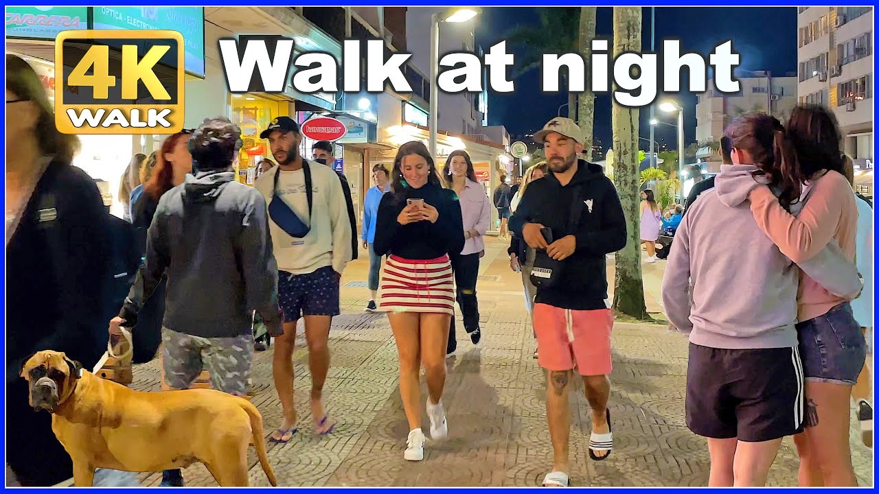 【4K】WALK the NIGHT at Avenida Gorlero PUNTA del ESTE Uruguay