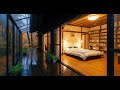 🔴 Japanese Cozy Bedroom Library | Autumn Rain Sounds for Reading and Sleep 9 hour