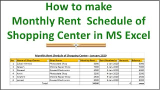 How to make Monthly Rent Schedule of a Commercial Shopping Center | Use of filter in MS Excel screenshot 4