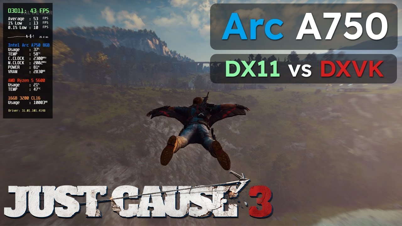 Intel Arc A750 8GB - Just Cause 3 | DX11 vs DXVK | 1080P