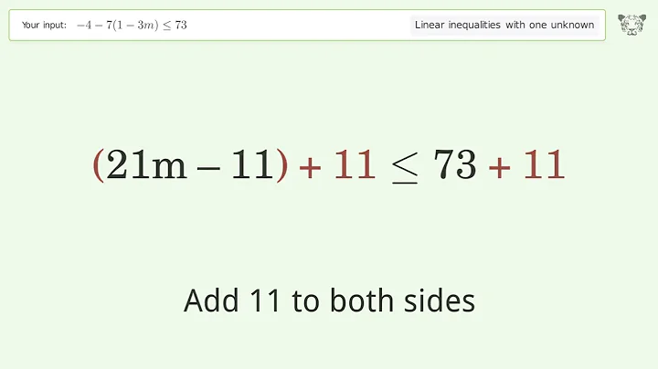 Solving Linear Inequalities: -4-7(1-3m) is Smaller Than or Equal to 73