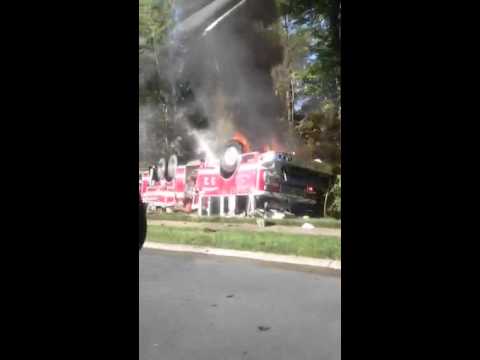 Charlotte Fire Truck Crash, Fire Truck on Fire