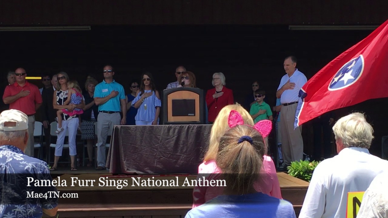 Pamela furr sings national anthem at senator mae beavers gubernatorial