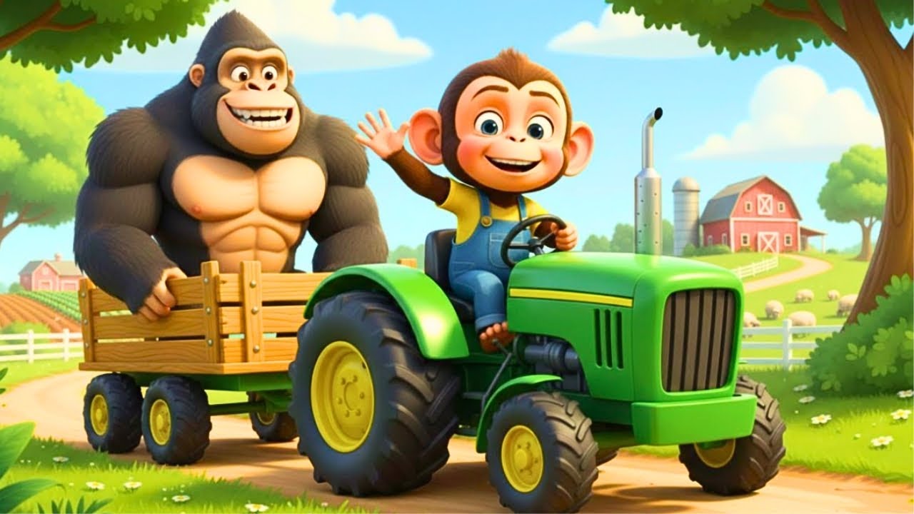🚜 Funny Monkey Nana Fixes Tractor and Plows Turnip Field | Farm Work