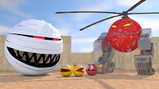 Pacman vs Monsters #2 Compilation (Helicopter, Bulldozer, Mammoth, Lava, Mummy Monsters)