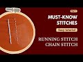 Hand Embroidery Stitches | Running stitch | Chain Stitch | Embroidery Tutorials | Basic Stitches