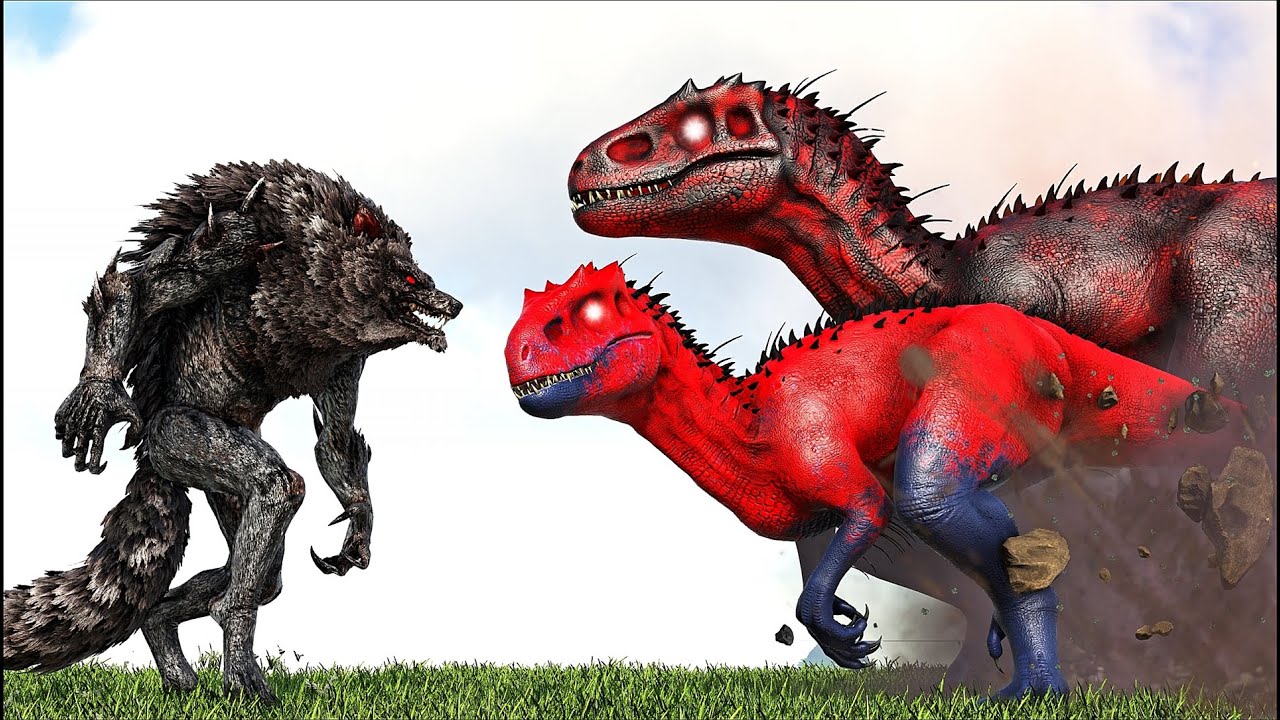 HECATE WEREWOLF VS FAT-GODZILLA AND ALPHA INDOMABLE INDOMINUS REX (ARK ...