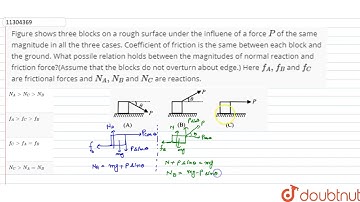 Figure shows three blocks on a rough surface under the influene of a force `P` of the same magnitude