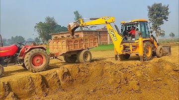 JCB 3dx Eco Backhoe Loader Machine Loading Mud In Mahindra and Swaraj Tractors | Jcb Tractor Videos