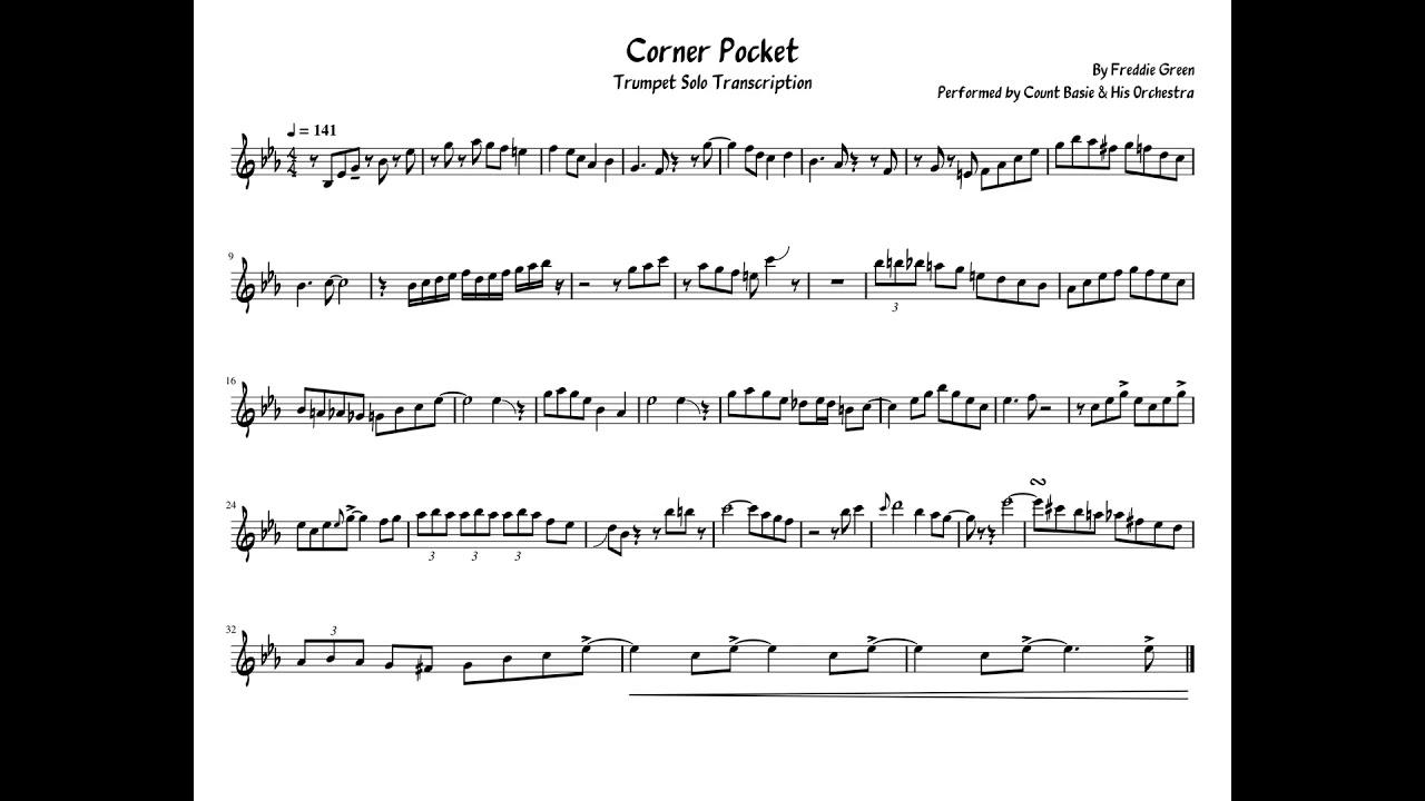 Corner Pocket Trumpet Solo Transcription