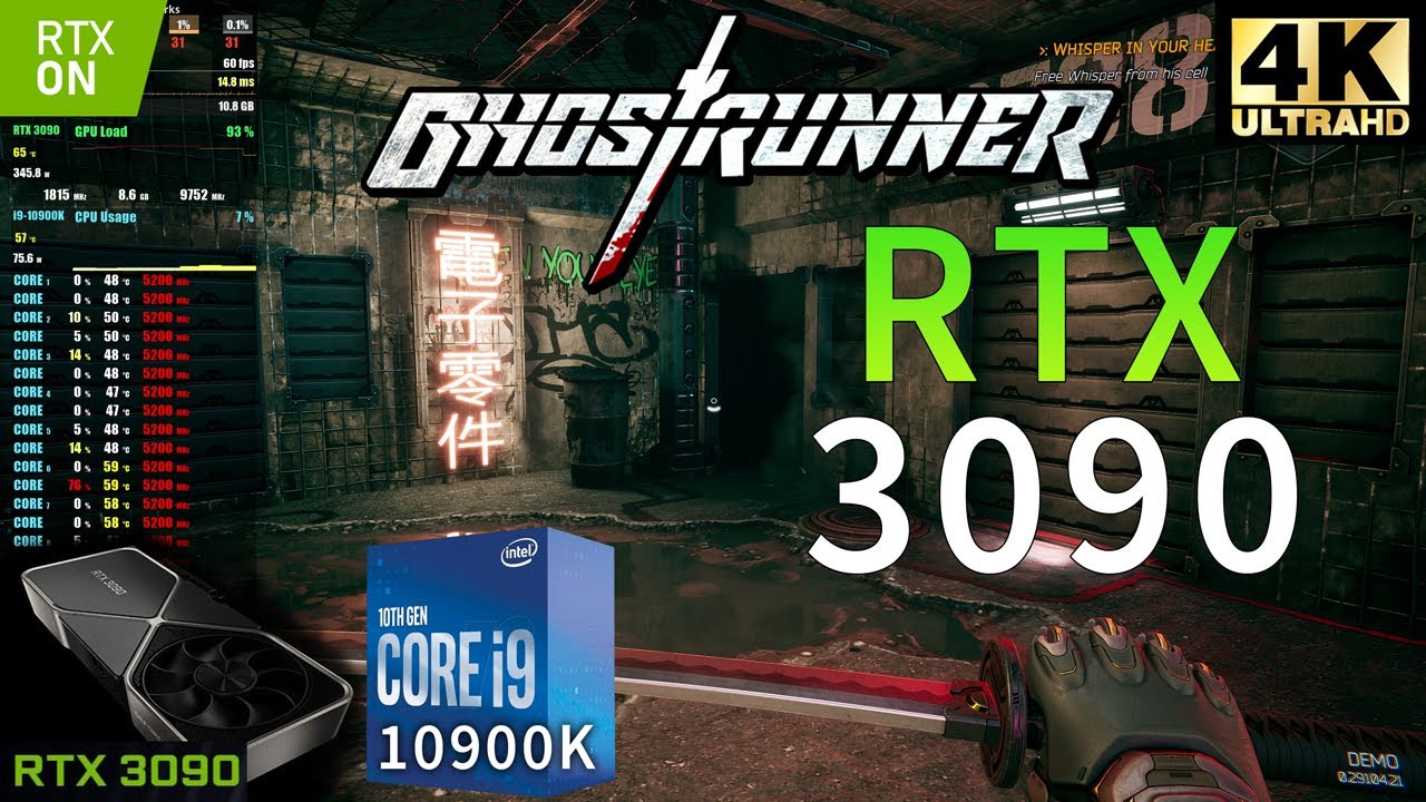 GHOSTRUNNER 4K | RTX 3090 | i9 10900K 5.2GHz | RTX ON | Ultra Settings ...