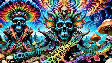 ☠️AI Manifest: Skull Fractal Mushrooms | Ultimate Psychedelic Evolving Animation (4K)🍄
