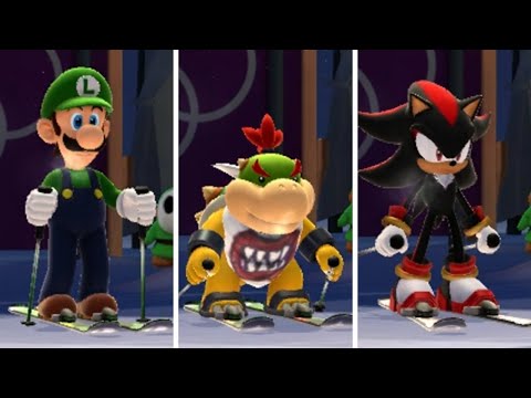 Mario & Sonic at the Sochi 2014 Olympic Winter Games - All Characters Freestyle Skiing Gameplay