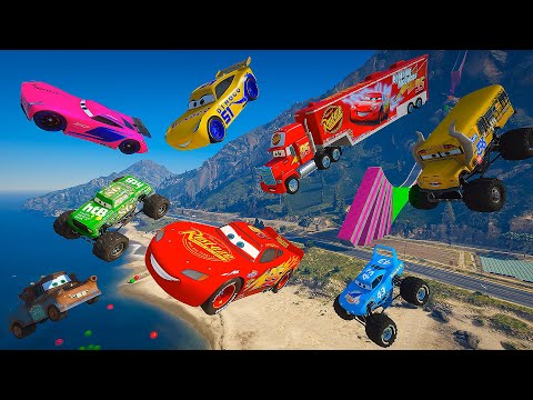 Cars Mega Challenge — McQueen The King Cruz Storm Mack Mater Monster Truck Miss Fritter & Friends