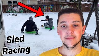 I Built a Sledding Race Track in my Backyard!!! {Crazy Fail}