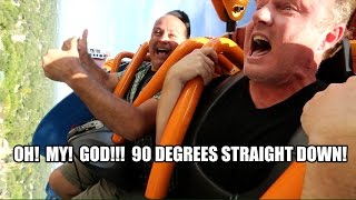 Falcon's Fury INSANE Crazy 90 Degree Drop Tower at Busch Gardens Tampa!