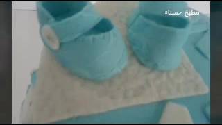 طرقة تغليف وتزيين كيك بعجين السكر خاص بالزيادة baby shower cake design