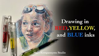 Drawing in Red, Yellow, and Blue inks