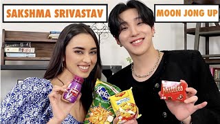 KPop Idol Moon Jong Up tries Indian snacks with Sakshma Srivastav | Indian Interview