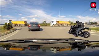 兰博基尼和750cc摩托车马路相遇后互相飙车，分分钟300迈