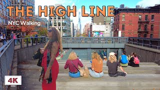 4K NYC Walking - The High Line in New York City - Elevated High Line Park