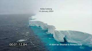 Iceberg A23a  Drone footage of the largest iceberg on earth, eroding in the Southern Ocean.