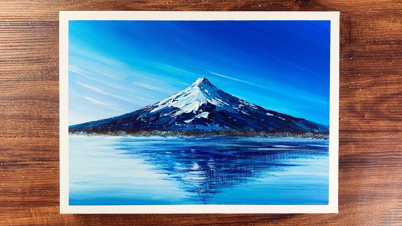 Mt. Fuji 2021 | Acrylic painting for beginners | Step by step Acrylic  painting | StayHome # 242