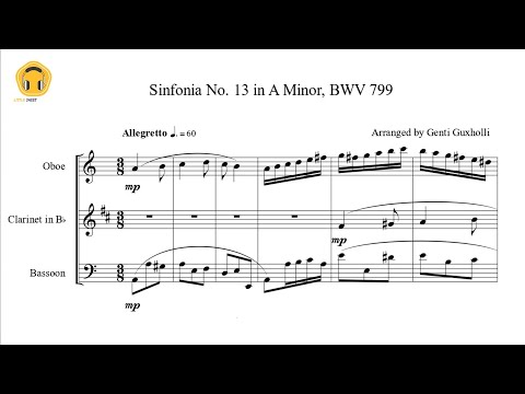 Sinfonia No. 13 in A Minor, BWV 799 (Woodwind Trio) - Johann Sebastian Bach