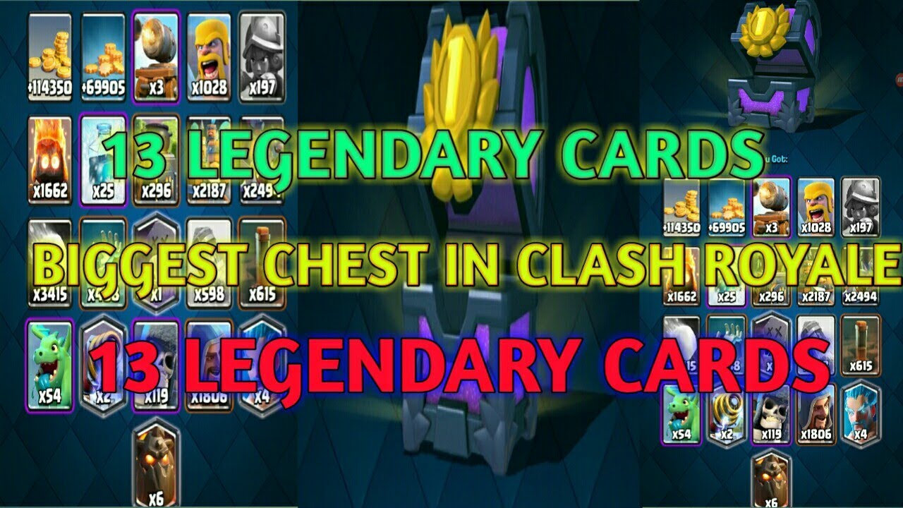 15000 cards biggest chest opening in clash Royale 13 legendary