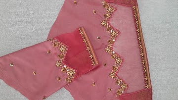 aari work blouse net cloth sleeve design stitching finishing method 