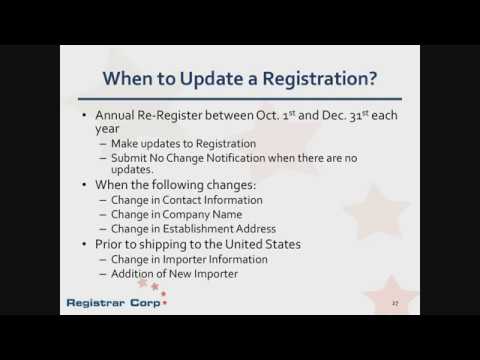 Annual FDA Drug Establishment Registration and Listings