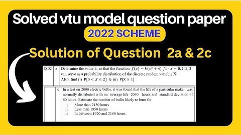 BCS301 COMPLETE SOLUTION OF VTU MODEL QP | Solved Q2a & 2c of CSE Stream on Probability Distribution