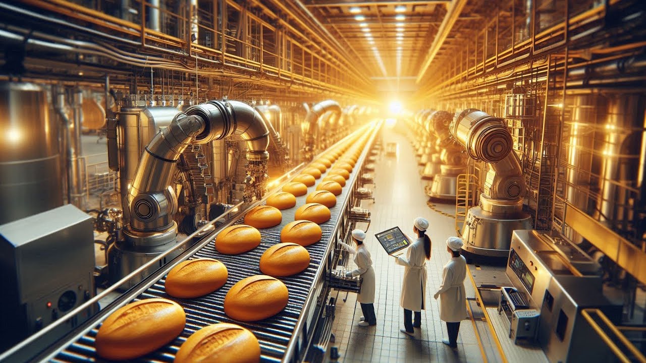 Inside Modern Bread Factory / Fully Automatic Production Line