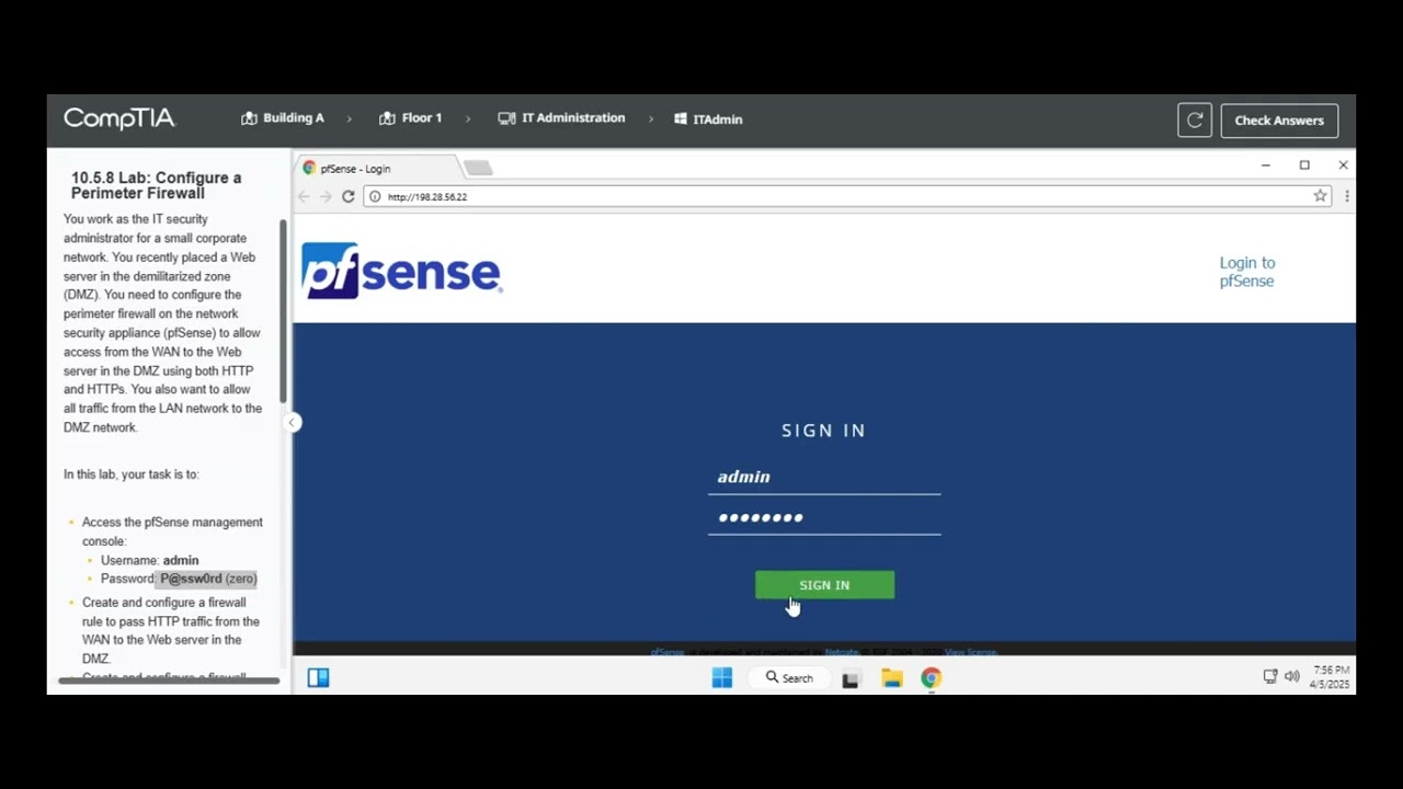 Testout | Network + | 10.5.8 Lab: Configure a Perimeter Firewall - YouTube