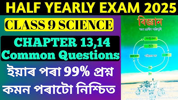 Class 9 science half yearly exam 2025 common questions| class 9 science 99% common questions| Asseb 